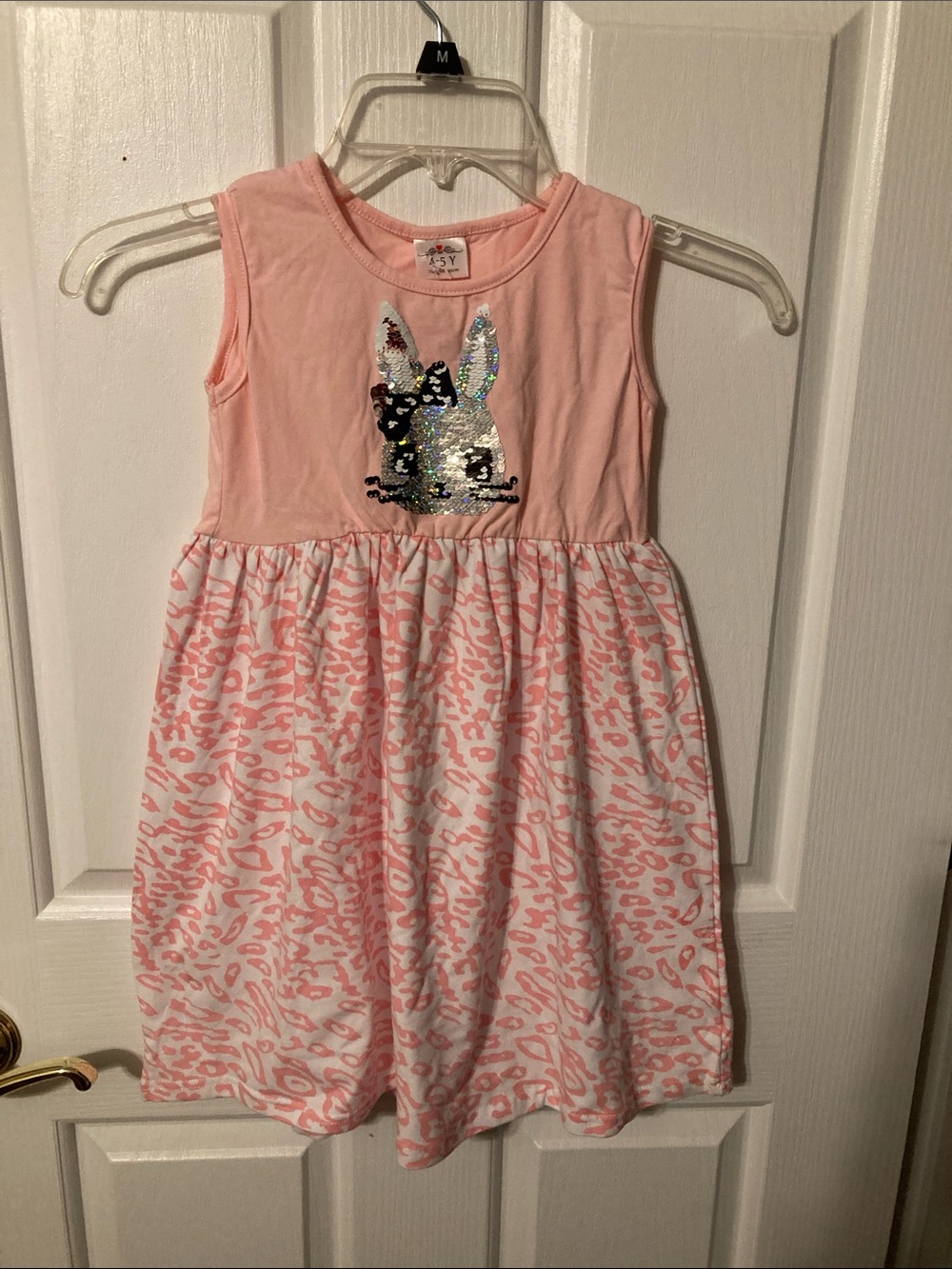 50% off bundled, Sleeveless Pink Sequin Bunny Casual Dress for Girls, 4-5Y, NWT